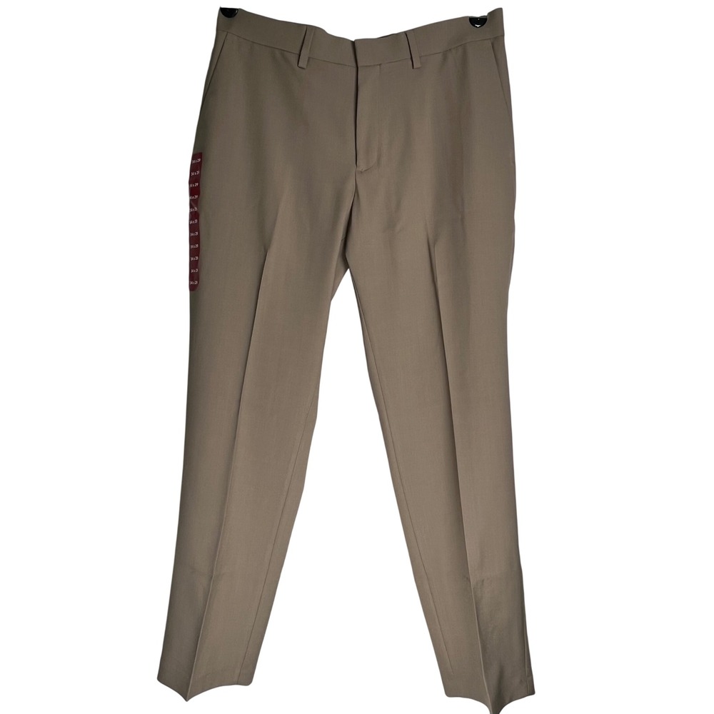 NWT Haggar Mens Premium Flex‎ Straight Fit Stretch Pants Khaki 34x29